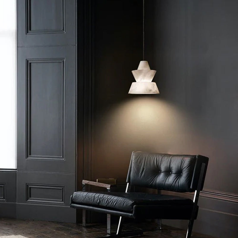 Brianna Alabaster Dining Table Pendant Modern Stacked Conical Pendant Light