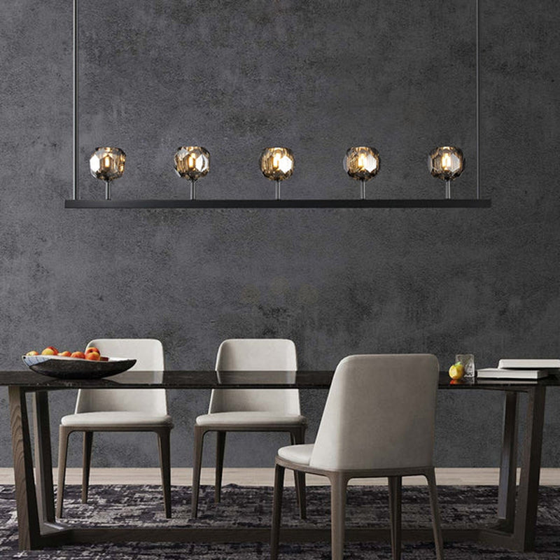 Kristal Ball Linear Crystal Chandelier, Dining Table Lamp, Kitchen Island Lamp