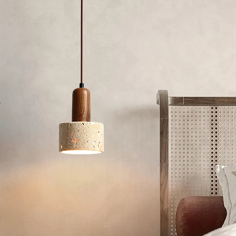 Travertine Cylinder Pendant Light