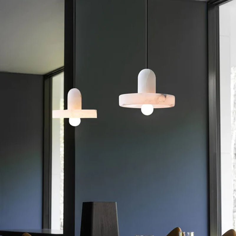 White Alabaster Kitchen Island Pendant Lamp Dia 8Dia 5.9” Height 1-bulb