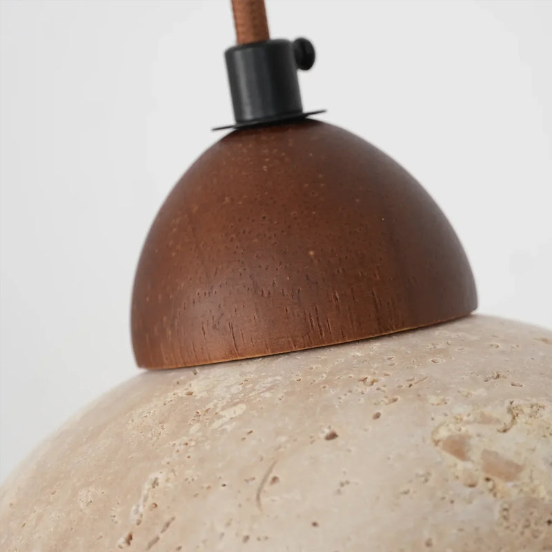 Travertine Glass Semicircle Pendant Light