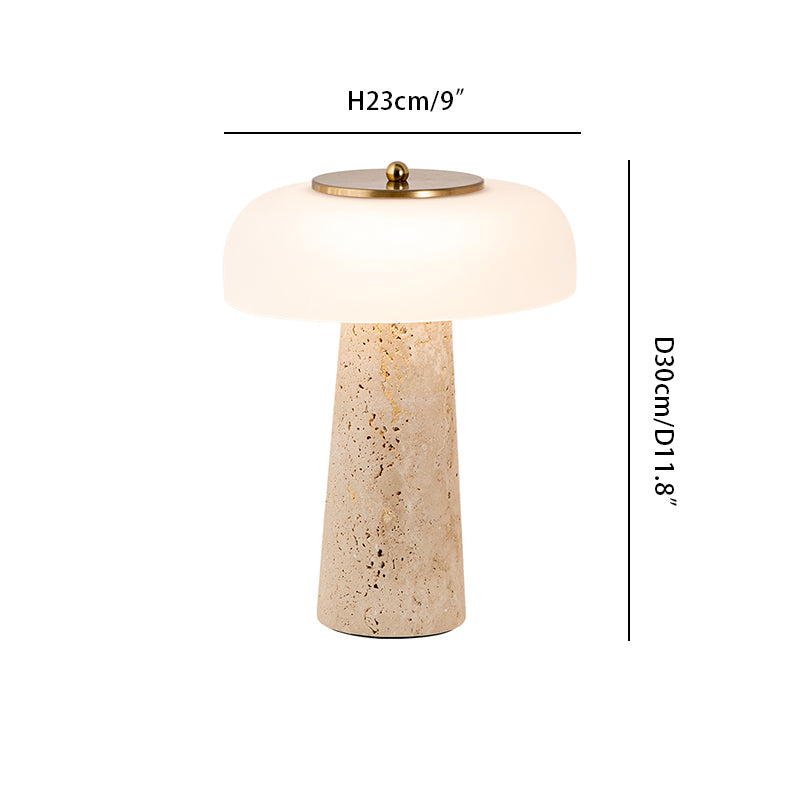 Yellow travertine table lamp Frosted