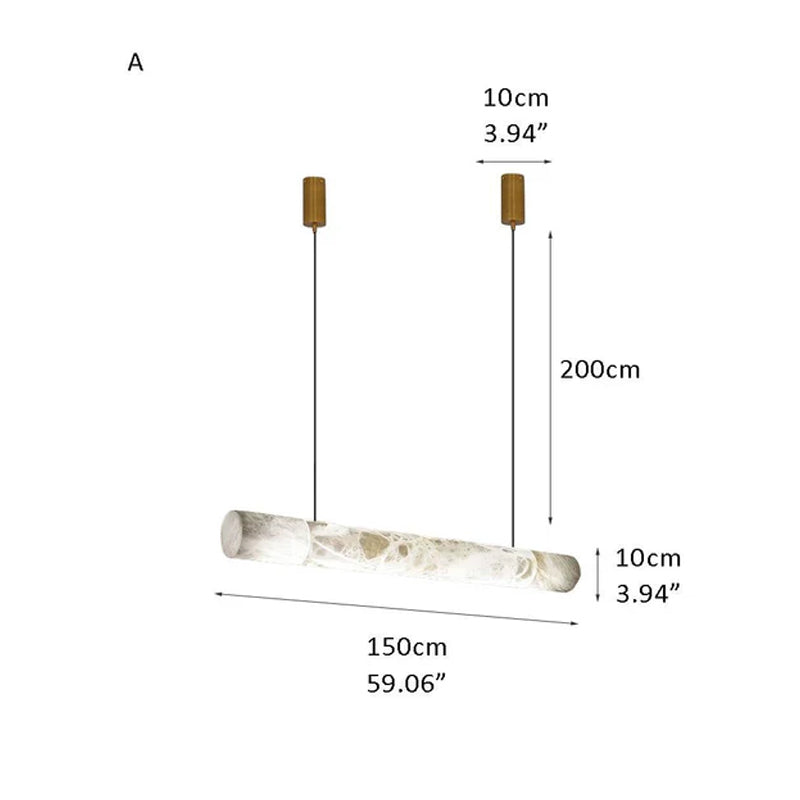 Minimalist Long Cord Ceiling Pendant Alabaster Lighting | 120/150cm Length Brass A59.06"