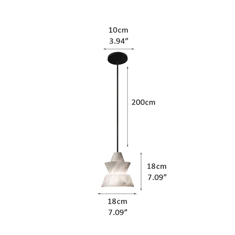 Brianna Alabaster Dining Table Pendant Modern Stacked Conical Pendant Light Black C-D7.09"