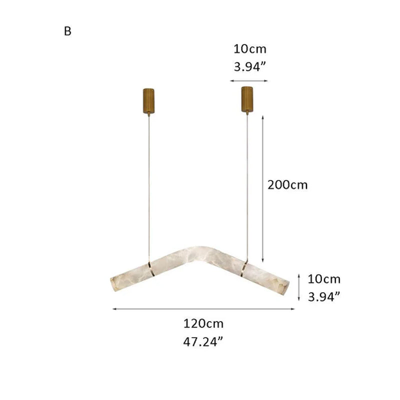 Minimalist Long Cord Ceiling Pendant Alabaster Lighting | 120/150cm Length Brass B47.24"