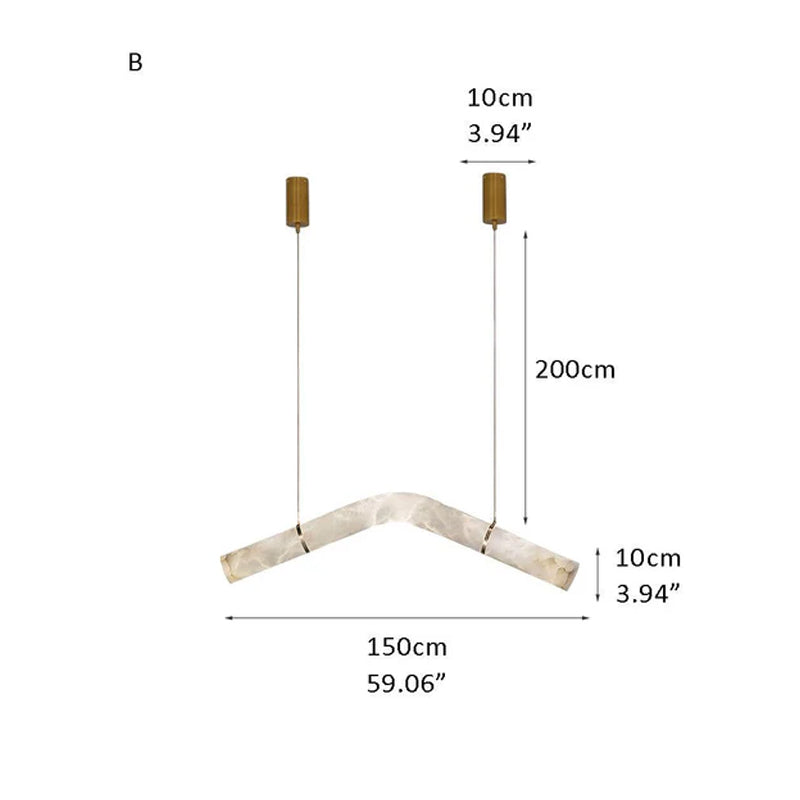 Minimalist Long Cord Ceiling Pendant Alabaster Lighting | 120/150cm Length Brass B59.06"