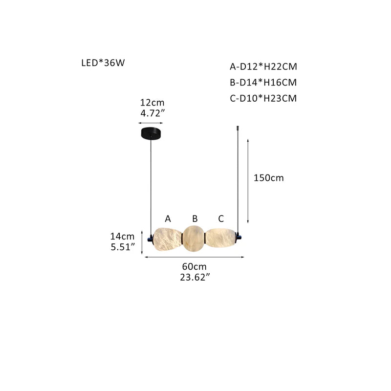 6-light Antique Brass String Hanging Light with Alabaster Stone Shade Black Diameter 23.62 inches * Height 5.51 inches Diameter 60 cm * Height 14 cm 6000K