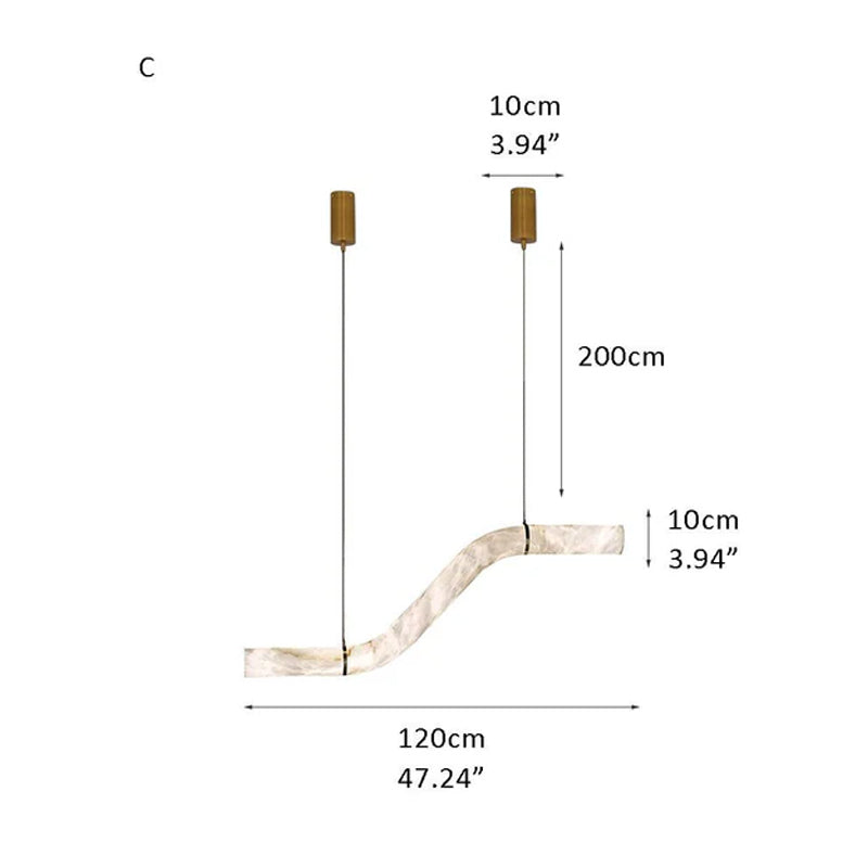 Minimalist Long Cord Ceiling Pendant Alabaster Lighting | 120/150cm Length Brass C47.24"