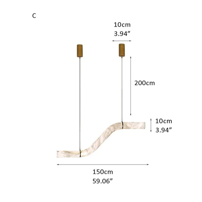 Minimalist Long Cord Ceiling Pendant Alabaster Lighting | 120/150cm Length Brass C59.06"