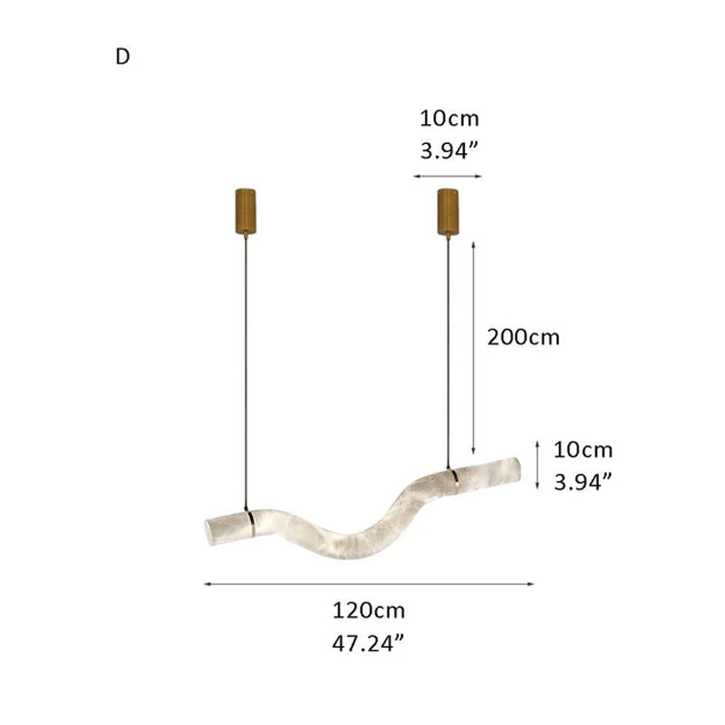 Minimalist Long Cord Ceiling Pendant Alabaster Lighting | 120/150cm Length Brass D47.24"