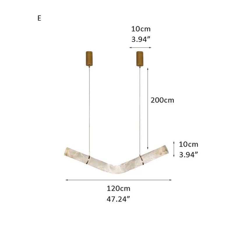 Minimalist Long Cord Ceiling Pendant Alabaster Lighting | 120/150cm Length Brass E47.24"