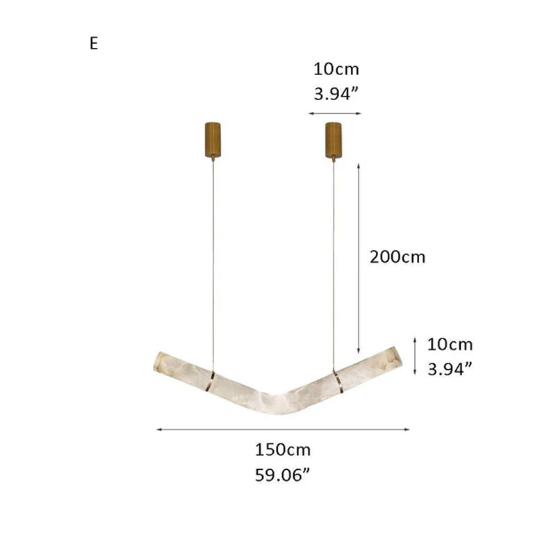 Minimalist Long Cord Ceiling Pendant Alabaster Lighting | 120/150cm Length Brass E59.06"