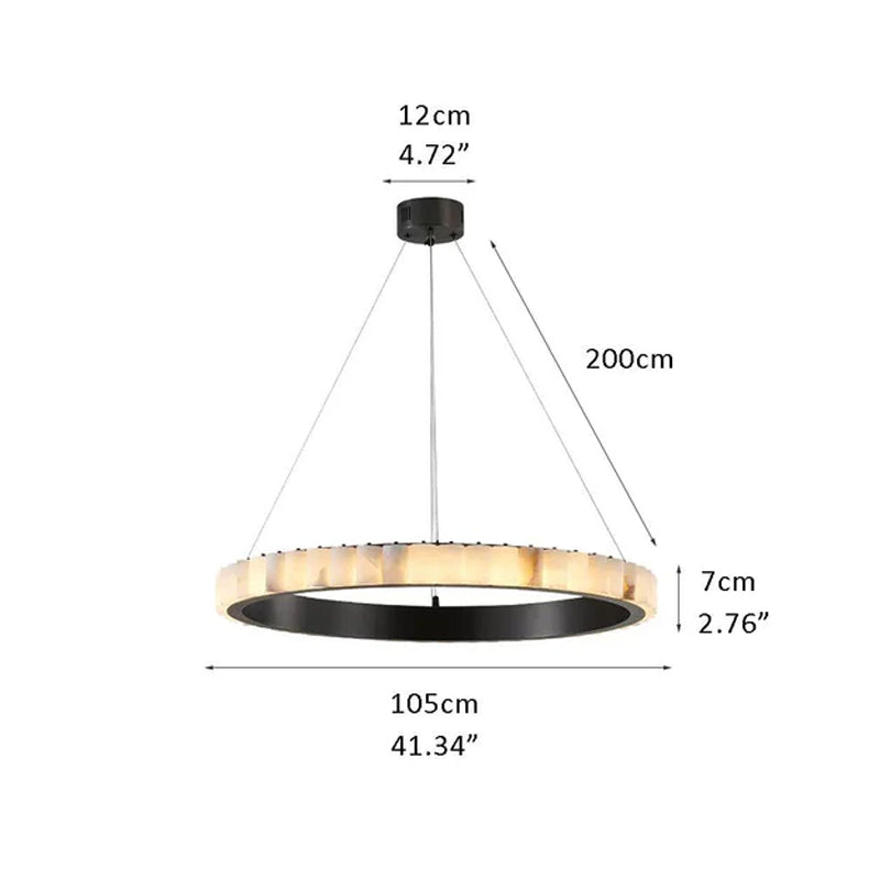 LED Black/Golden large ring chandeliers with marble plate lampshade, layers combination Black D41.34"