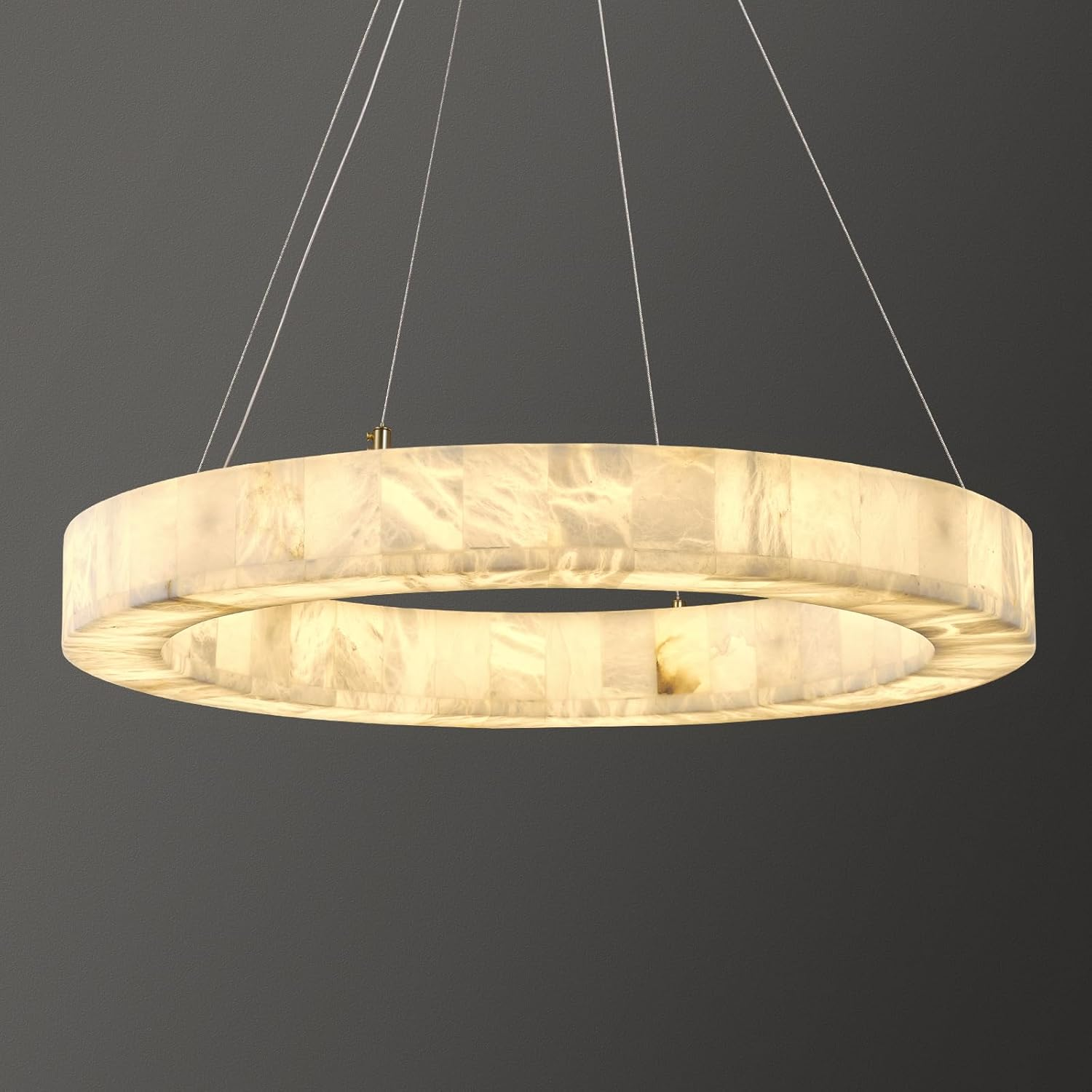 Alabaster Round Chandelier, D30in Modern Marble Dining Room Chandeliers, White Foyer Chandelier for Dining Room Light Fixture, Living Room, Bedroom Lights, Foyer, Kitchen