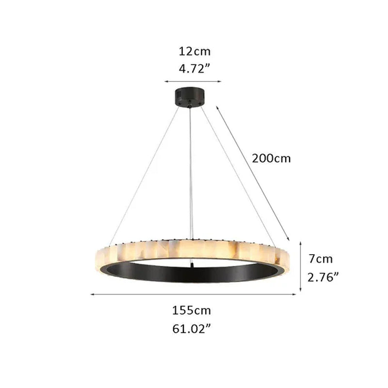 LED Black/Golden large ring chandeliers with marble plate lampshade, layers combination Black D61.02"