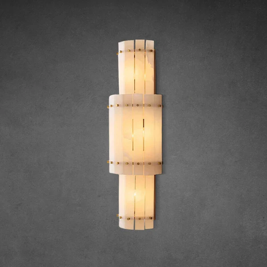 Lux Marcus Alabaster Grand Round Sconce Antiqued Brass