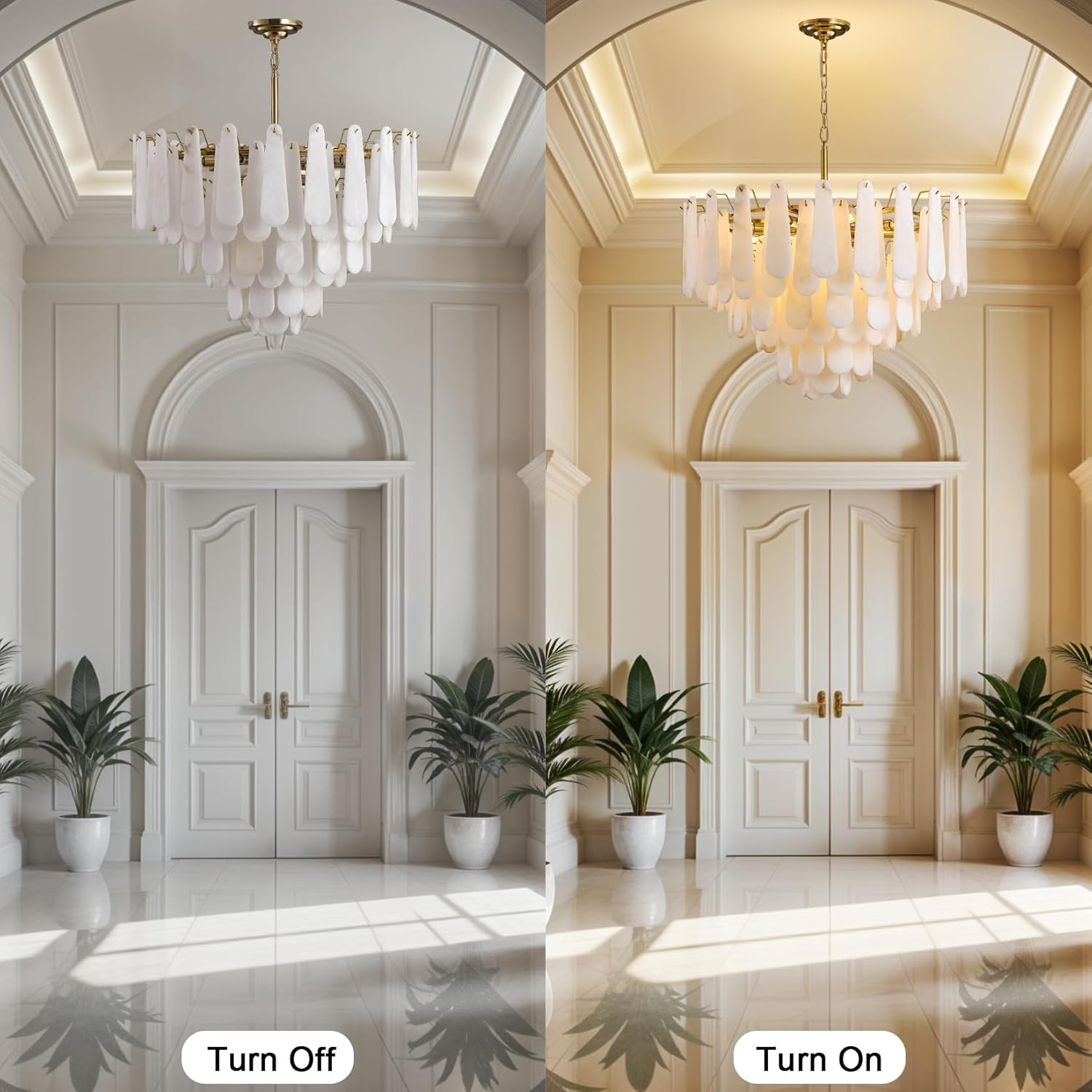 D31.5 in Modern Feathery Round Chandelier