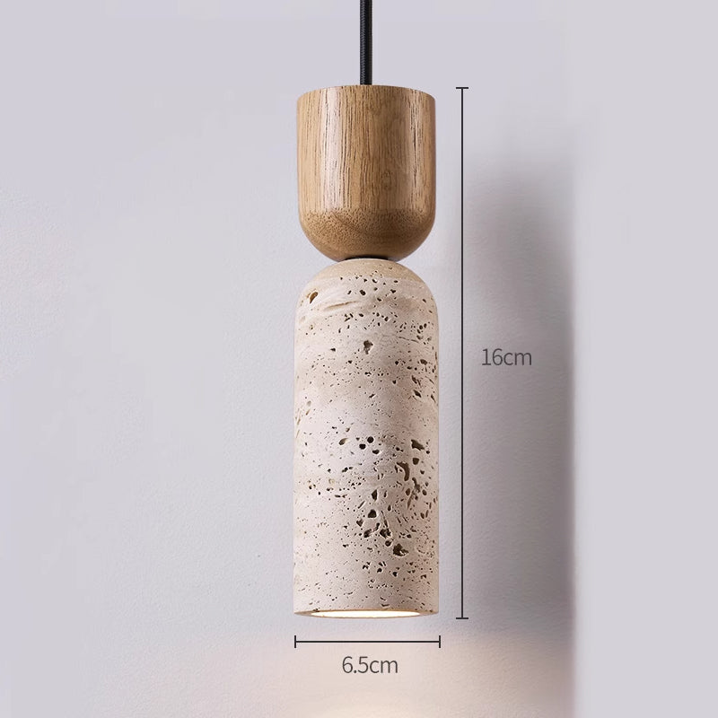 Travertine Pendant Lights Are Suitable For Bar Counters And Aisles Natural wood color D2.56" D6.5cm