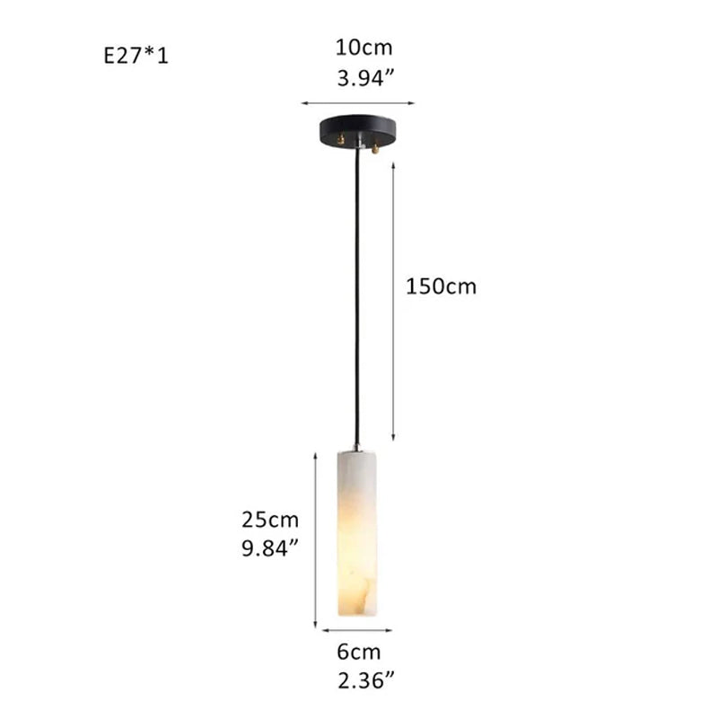 Elegant Lighting Linear Nature Stone 2" Wide Alabaster Chandelier Black Indoor Lighting Black 1 Head
