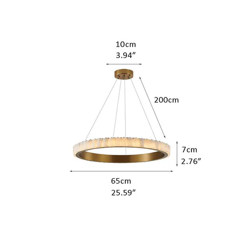 LED Black/Golden large ring chandeliers with marble plate lampshade, layers combination Brass D25.59"