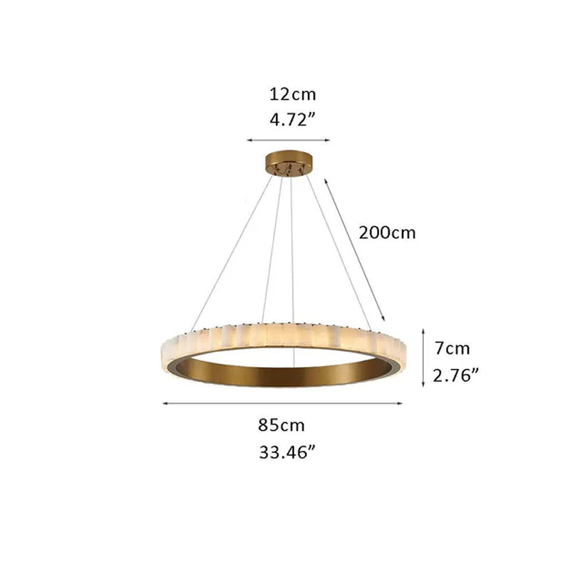 LED Black/Golden large ring chandeliers with marble plate lampshade, layers combination Brass D33.46"