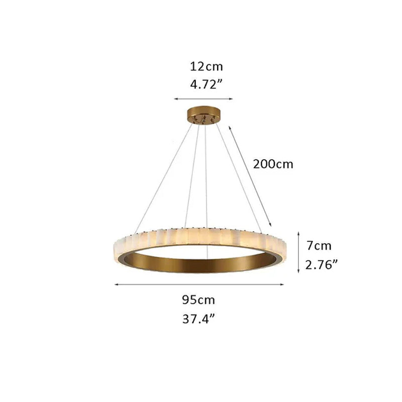 LED Black/Golden large ring chandeliers with marble plate lampshade, layers combination Brass D37.4"