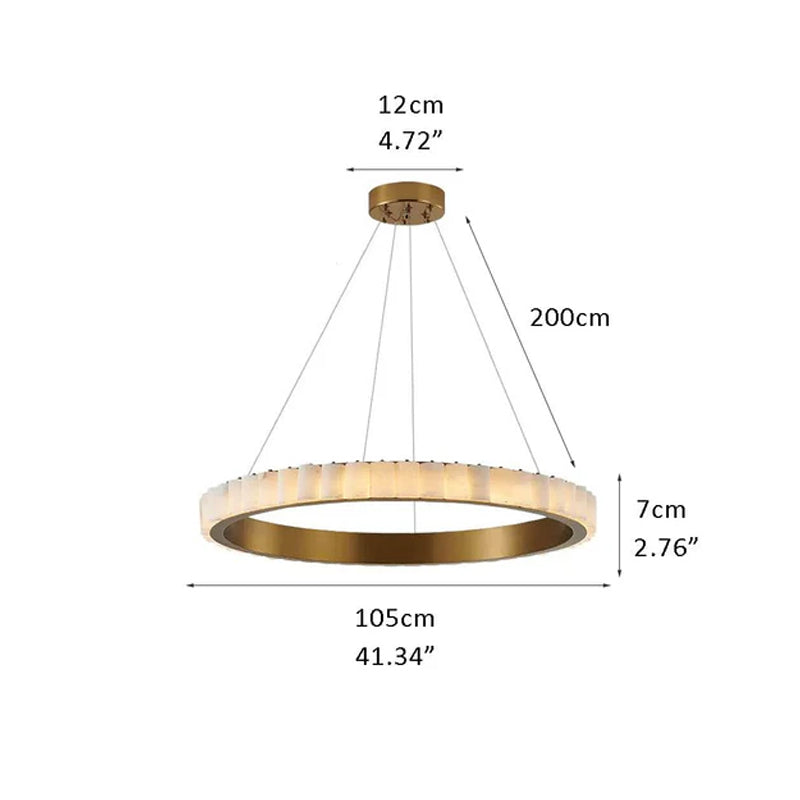 LED Black/Golden large ring chandeliers with marble plate lampshade, layers combination Brass D41.34"