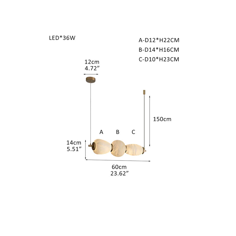 6-light Antique Brass String Hanging Light with Alabaster Stone Shade Brass Diameter 23.62 inches * Height 5.51 inches Diameter 60 cm * Height 14 cm 3000K