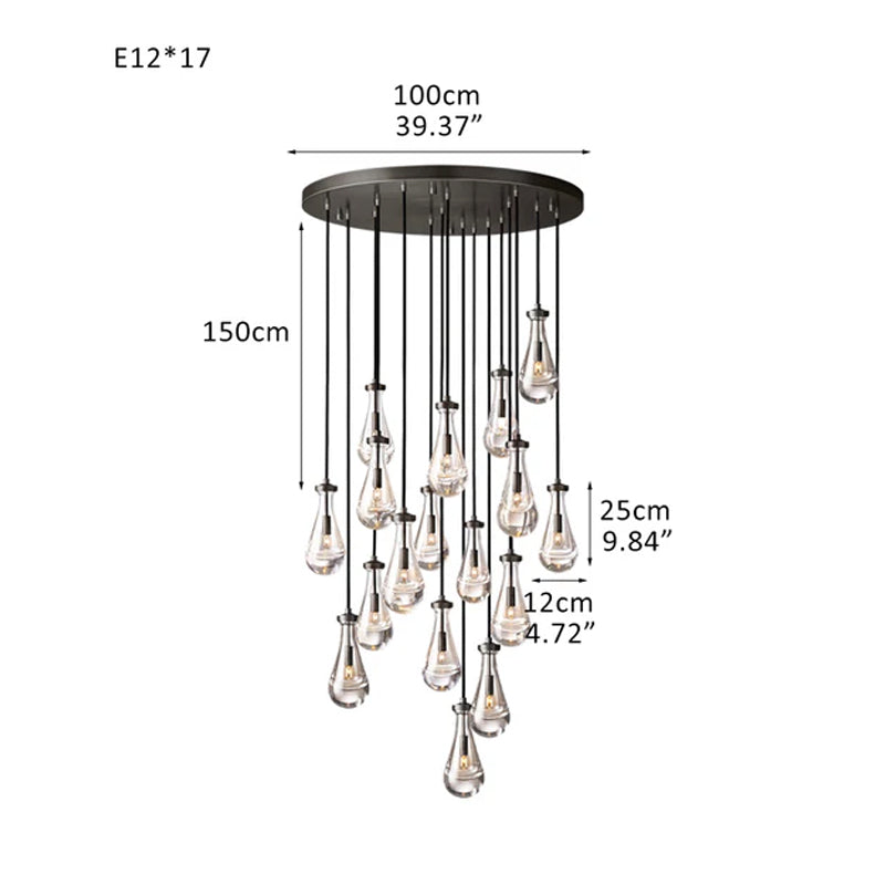 Modern Floating Crystal Raindrop Rectabgular Chandelier Wide 72" for Dining Room