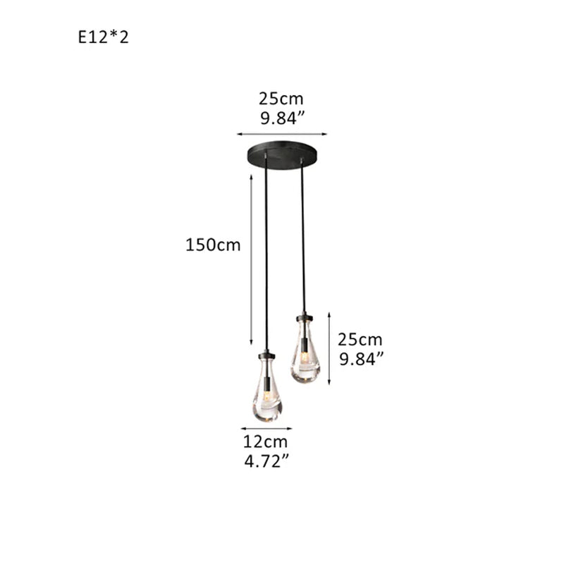 Modern Floating Crystal Raindrop Rectabgular Chandelier Wide 72" for Dining Room Black 2 Head