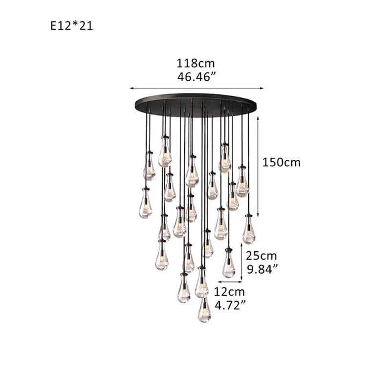 Modern Floating Crystal Raindrop Rectabgular Chandelier Wide 72" for Dining Room