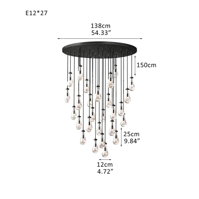 Modern Floating Crystal Raindrop Rectabgular Chandelier Wide 72" for Dining Room