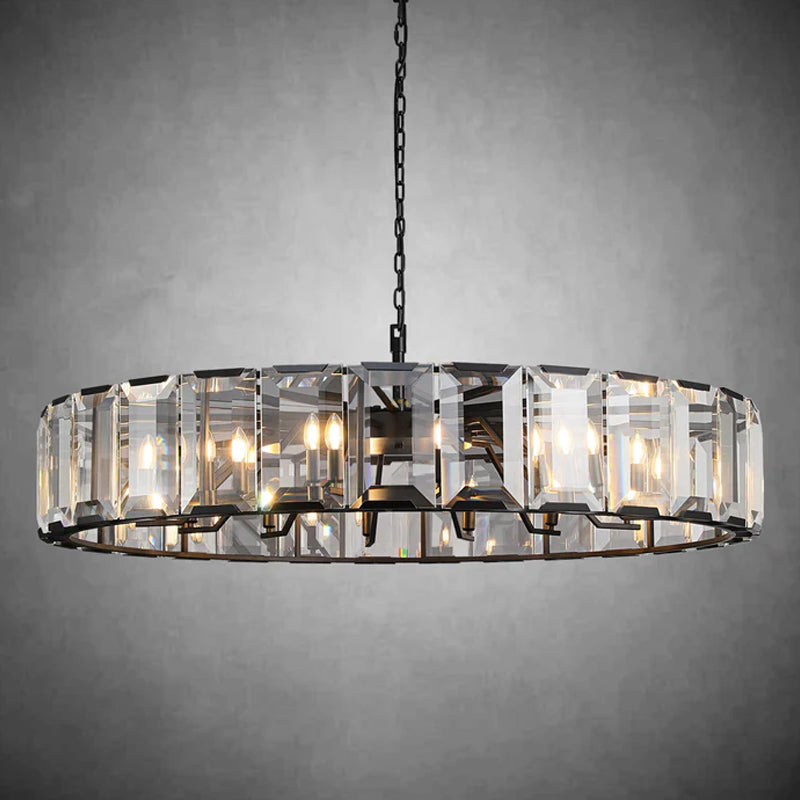 Charles Modern Crystal Round Chandelier Matte Black Round 60"
