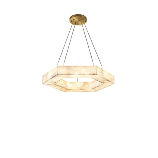 Hexagon Marble Pendant Lamp with adjustable cord & stepless dimming,23“31.5”Dia