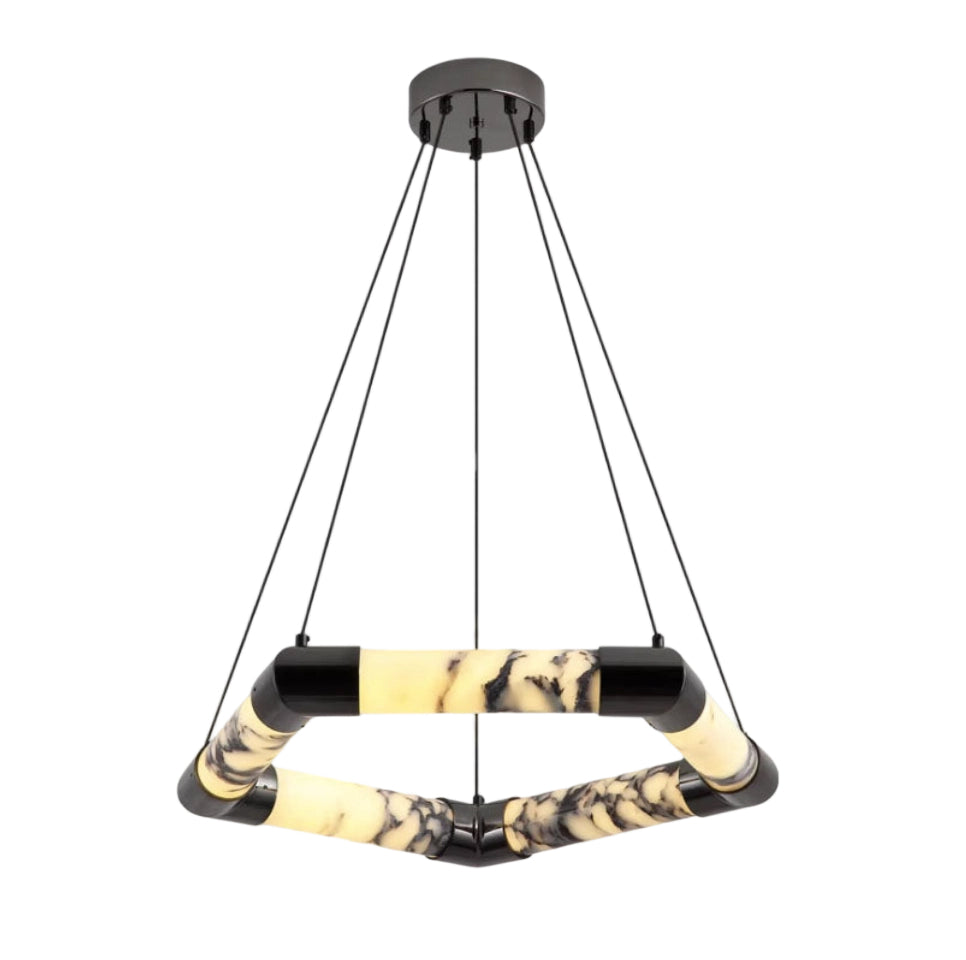 Pentagonal Marble-Patterned Chandelier