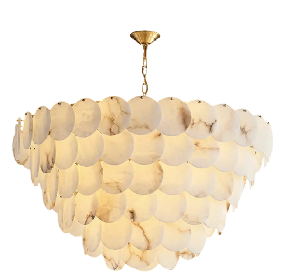 Alabaster Multi-Layer Brass Chandelier