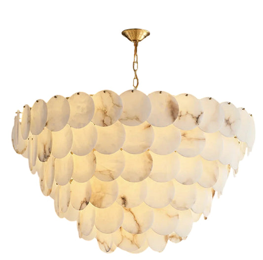 Alabaster Multi-Layer Brass Chandelier