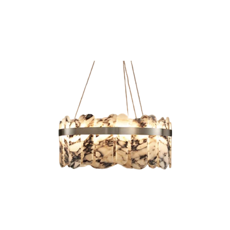 Modern LED Marble Round Chandelier 24" 32" Brushed Gold/Silver/Black Circle Frame