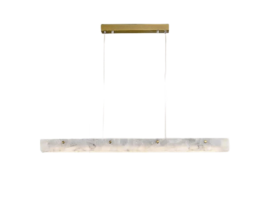 Scandinavian Natural Marble Long Strip Linear Pendant Light for Kitchen Island living room