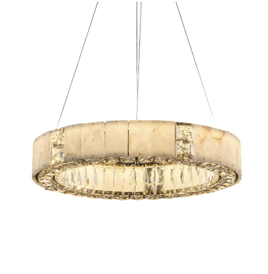 Natural Alabaster Chandeliers, D23 Round Crystal Chandeliers for Dining Room