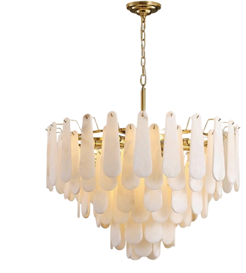 D31.5 in Modern Feathery Round Chandelier