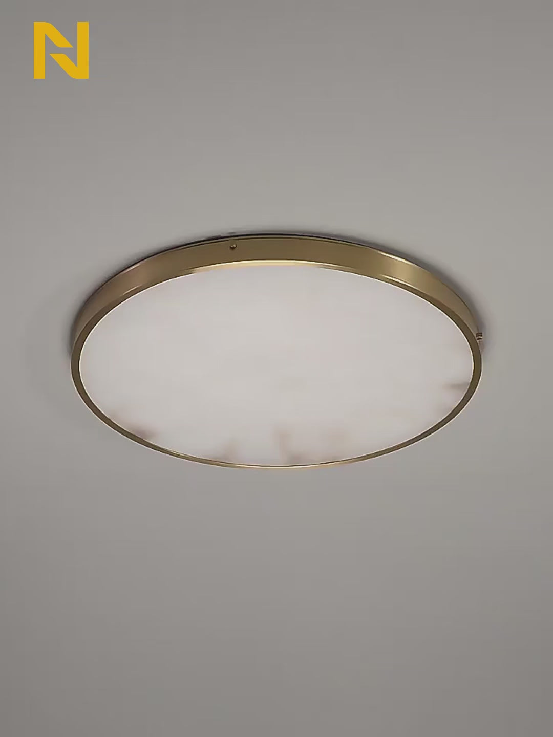 Modern Brass/Black Disc Alabaster Anvers Flush Mount Ceiling Light for Bedroom