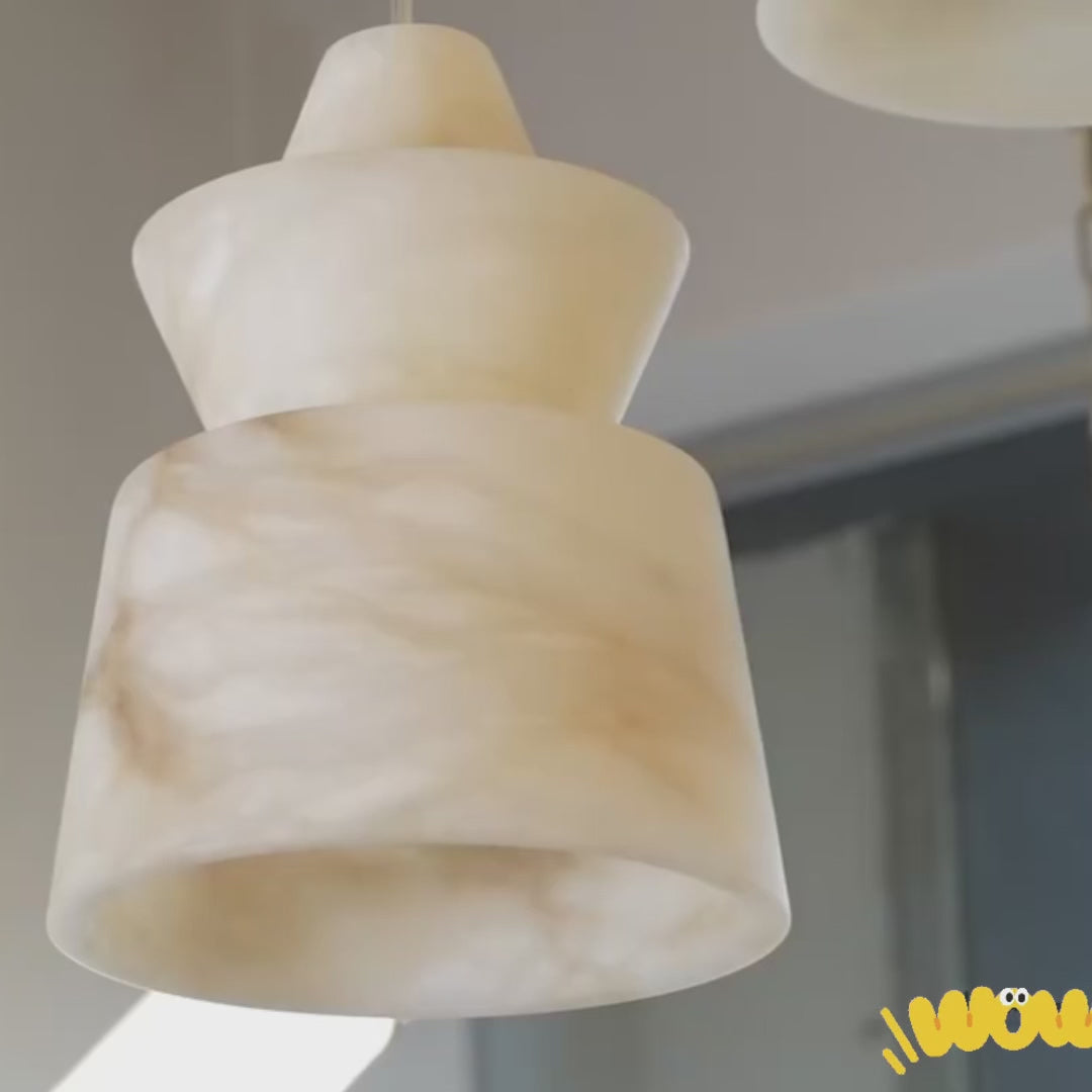 Brianna Alabaster Dining Table Pendant Modern Stacked Conical Pendant Light