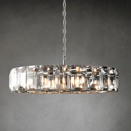 Charles Modern Crystal Round Chandelier Polished Steel